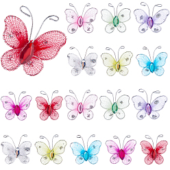 (52) Непрозрачная лаванда 80шт. 8 цвета кружевные бабочки украшения для подставки, для украшения рабочего стола домашнего офиса, со стразами, разноцветные, 24.5x24.5x8 мм, 10 шт / цвет