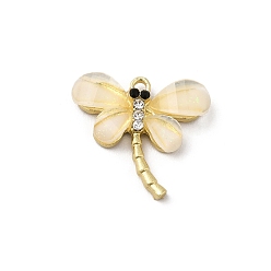Dragonfly Alloy Pendants, Insect Charms, with Opaque Resin, Real 16K Gold Plated, Dragonfly, 16.5x18x3.5mm, Hole: 1.6mm