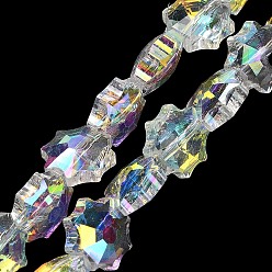 Прозрачный АВ Гальванизируйте прозрачные стеклянные бусины, звезда, граненые, с половиным покрытием, ясно AB, 10x10x5 мм, отверстие : 1 мм, около 67~70 шт / нитка, 24.33~25.28'' (61.8~64.2 см)