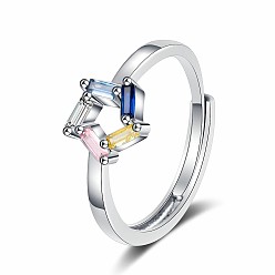 Звезда Регулируемые кольца из латуни с микропаве и цирконием для женщин, звезда, размер США 8 (18.1 мм)