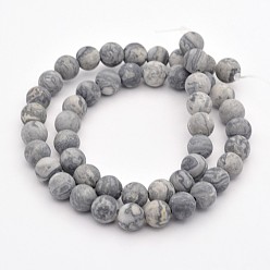 Picasso Jasper Natural Map Stone/Polychrome Jasper/Picasso Stone/Picasso Jasper Beads Strands, Round, Frosted, 6mm, Hole: 1mm, about 59pcs/strand, 15 inch