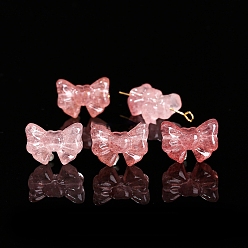 Bowknot Резные бусины из натурального клубничного кварца, бантом, 16x12 мм