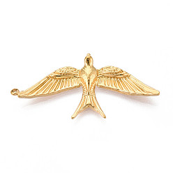 Настоящее золото 18K 304 подвески из нержавеющей стали, ионное покрытие (ip), очарование птицы, реальный 18 k позолоченный, 48x23x3.2~3.8 мм, отверстие : 1.6 мм