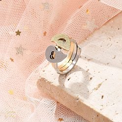 Золотой & Цвет Нержавеющей Стали 304 из нержавеющей стали манжеты кольца, украшения для женщин, сердце, золотые и нержавеющая сталь цвет, регулируемый, Сердце: 14x8.5 mm, 2 шт / комплект