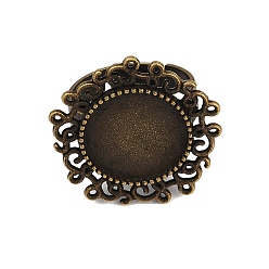Античная Бронза Старинные регулируемые железные компоненты цветок палец кольцо настройки ободок сплав кабошон, без кадмия, без никеля и без свинца, античная бронза, плоско-круглый лоток : 14 мм , 17 мм