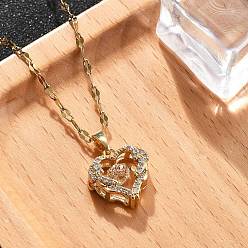 Золотой 304 ожерелья из нержавеющей стали для женщин, с подвеской из латунного стекла, сердце, золотые, 15.94 дюйм (40.5 см) в длину + 60 удлинитель мм