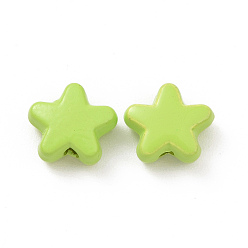 Green Yellow Spray Painted Alloy Beads, Star, Green Yellow, 7x8x3.5mm, Hole: 1~1.2mm