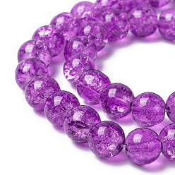 Blue Violet Spray Painted Crackle Glass Beads Strands, Round, Blue Violet, 8mm, Hole: 1.3~1.6mm, about 100pcs/strand, 31.4 inch