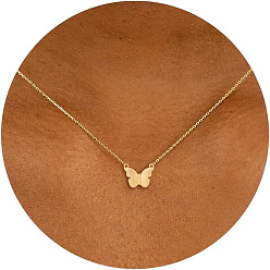 Бабочка Латунные ожерелья с подвесками для женщин, золотые, бабочка, 17.72 дюйм (45 см)