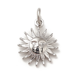 Нержавеющая Сталь Цвет Не тускнеющие 304 подвески из нержавеющей стали, с целью перехода в кольце, солнце с человеческим лицом, цвет нержавеющей стали, 14x11.5x2 мм, отверстие : 3 мм