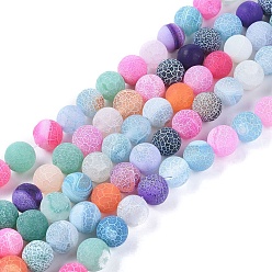 (52) Непрозрачная лаванда Естественные выветрившиеся агатовые бусины, окрашенная и подогревом, матовые, круглые, разноцветные, 10~10.5 мм, отверстие : 1.2 мм, около 38 шт / нитка, 14.2~14.5 дюйм
