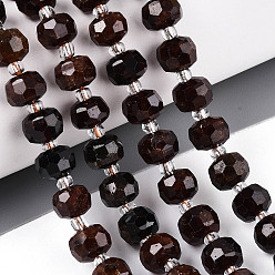 Гранат Натуральный оранжевый гранатовый бисер пряди, с бисером, граненые, рондель, 7~8.5x5~7 мм, отверстие : 1 мм, около 22~28 шт / нитка, 7.09~7.87 дюйм (18~20 см)