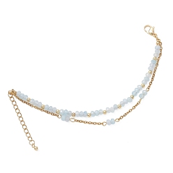 Светло-Голубой Регулируемые браслеты из натурального малайзийского нефрита и нержавеющей стали, Небесно-голубой, 304 дюйм (6.34~6.73 см)