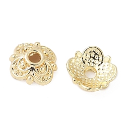 Настоящее золото 18K Шапочки и конусы для бусин, латунные, цветок, реальный 18 k позолоченный, 8.5x8.5x2.5 мм, отверстие : 1.6 мм