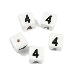 Number Фарфоровые бусины ручной работы, квадрат с номером, число, 9x9x9 мм, отверстие : 1.8 мм