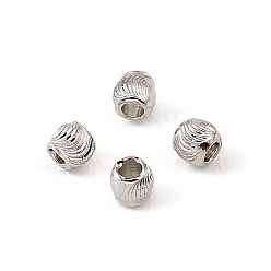 Platinum Brass Beads, Textured Round, Rack Plating, Long-Lasting Plated, Cadmium Free & Lead Free, Platinum, 2.5mm, Hole: 1.2mm
