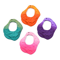 Mixed Color Spray Painted Iron Pendants, Ring, Mixed Color, 45.5x37.5x4.5mm, Hole: 1.5mm