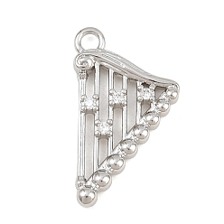 Platino Latón micro pavimenta claro colgantes de circonio cúbico, amuletos de arpa, Platino, 20x11x2.5 mm, agujero: 1.8 mm