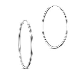 Silver SHEGRACE 925 Sterling Silver Hoop Earrings, Silver, 30mm