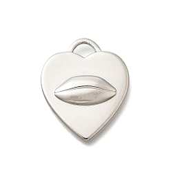 Нержавеющая Сталь Цвет 304 подвески из нержавеющей стали, сердце с губными подвесками, анти-тускнение, цвет нержавеющей стали, 21.5x18x2.5 мм, отверстие : 4.5x3 мм