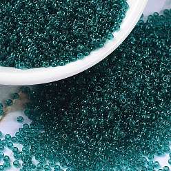 (RR2406) Transparent Dark Teal Miyuki runde Rocailles Perlen, japanische Rocailles, (rr 2406) transparente dunkle Krickente, 15/0, 1.5 mm, Bohrung: 0.7 mm, ca. 5555 Stk. / Flasche, 10 g / Flasche