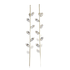 Golden Alloy Ear Wrap Crawler Hook Earrings, with Clear Cubic Zirconia, Horse Eye, Golden, 73x9x3mm, Pin: 0.8mm