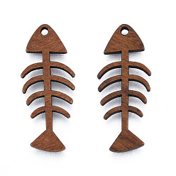 Верблюжий Подвески из натурального орехового дерева, неокрашенными, амулет из рыбьей кости, верблюжие, 35x16.5x2.5 мм, отверстие : 1.6 мм