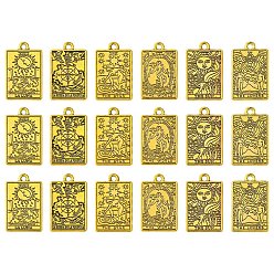 Античное Золото 18 шт. 6 стили цинковые подвески из тибетского сплава, прямоугольник с шармом Таро, античное золото , 23x14x1.5 мм, отверстие : 1.8 мм, 3 шт / стиль