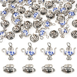 Античное Серебро 40 шт 2 стили сплава подвески в тибетском стиле, для аксессуаров своими руками, античное серебро, 14~21.5x7~8.5 мм, отверстие : 2~3.5 мм, 20 шт / стиль