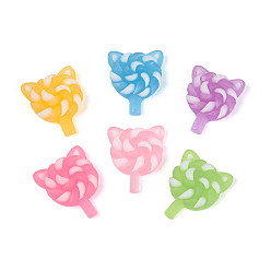 (52) Непрозрачная лаванда Светящиеся и матовые прозрачные кабошоны из смолы, кошачий леденец, светится в темноте, разноцветные, 27~28x22x6~6.5 мм