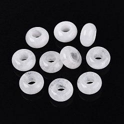 Quartz Crystal Natural Quartz Crystal European Beads, Rock Crystal Large Hole Beads, Rondelle, 13~14.5x6.5~8.5mm, Hole: 5.5~6mm