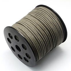 Gray Eco-Friendly Faux Suede Cord, Faux Suede Lace, Gray, 3.0x1.4mm, about 98.42 yards(90m)/roll