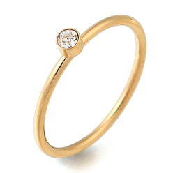 Кристалл Ионное покрытие (ip) 304 Кольца-солитеры из нержавеющей стали со стразами, простые кольца для женщин, кристалл, внутренний диаметр: 17 мм