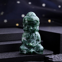 Цинхай Нефрит Натуральный нефрит Цинхай резная статуя Будды, Камень Рейки для домашнего офиса, рабочего стола, украшение по фэн-шуй, 35 мм