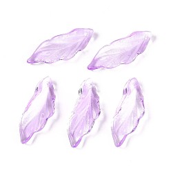 Средняя Орхидея Подвески из прозрачного стекла с росписью для запекания, лист, средне орхидеи, 26~26.5x9~9.5x6.5~7.5 мм, отверстие : 1.2~1.5 мм, Около 917 шт / 1000 г