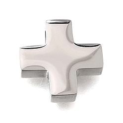 Couleur Acier Inoxydable 304 charmes en acier inoxydable, charmes croisées, couleur inox, 12x12x3mm, Trou: 2mm