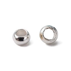 Серебро Зажимные бусины из латуни, рондель, серебряные, 2x3 мм, отверстие : 2 мм