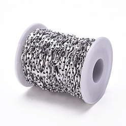Stainless Steel Color 304 Stainless Steel Coffee Bean Chains, with Spool, Unwelded, Stainless Steel Color, Links: 6x3x1mm and 7.5x5x1.5mm, about 32.8 Feet(10m)/roll