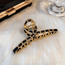 Черный Сплав с тканевым шнуром заколки для волос, аксессуары для волос для женщин и девочек, чёрные, 55x115 мм