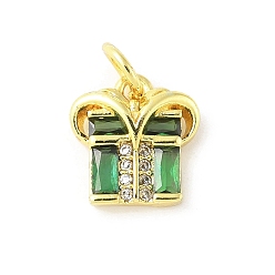 Зеленый Латунные микро проложить кубического циркония подвески, подарочные подвески, долговечный, без кадмия и без свинца, стойки покрытие, реальный 18 k позолоченный, с целью перехода в кольце, зелёные, 10.5x9.5x3 мм, отверстие : 3 мм
