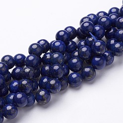 Lapis Lazuli Dyed Grade A Natural Lapis Lazuli Beads Strands, Round, about 8mm in diameter, hole: 1mm, about 48pcs/strand, 15.5 inch