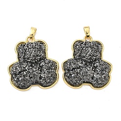 Медведь Подвески латуни cmолы, долговечный, без кадмия и без свинца, стойки покрытие, реальный 18 k позолоченный, медведь, 26x24x8.5 мм, отверстие : 5x3 мм