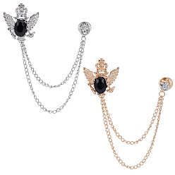 Платиновый & Золотой 2шт. 2цвета мужская брошь-булавка из сплава, со стразами, для карьеры костюм смокинг рубашки галстук шапка шарф, орел с короной, платиной и золотом, 156 мм, 1 шт / цвет