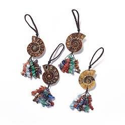 Смешанные камни Натуральная смешанная крошка из драгоценных камней, большой кулон, украшения, натуральное ископаемое подвесное украшение раковины, 150 мм