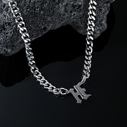 Letter H 304 кубинские звенья цепи с подвеской из нержавеющей стали, цвет нержавеющей стали, не тускнеет, Письмо ч, 19.69 дюйм (50 см)