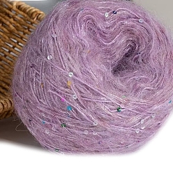 Сливовый Пряжа мохер, длинная шерстяная пряжа с пайетками, для одежды шарфы свитера шали шапки, слива, 50г/моток