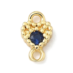 Средно-синий Подвески-сердечки с кубическим цирконием из латуни, без кадмия и без свинца, долговечный, стойки покрытие, реальный 18 k позолоченный, светло-синий, 7x4.5x1.5 мм, отверстие : 1 мм