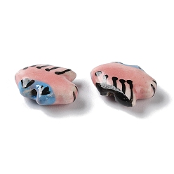 Light Coral Handmade Porcelain Beads, Fish, Light Coral, 15.5x18.5x6.5mm, Hole: 1.5mm