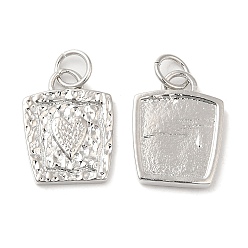 Платина Латунь прелести, с целью перехода в кольце, долговечный, без свинца и без кадмия, трапеция с подвеской в виде сердца, платина, 14.5x11x2 мм, отверстие : 3 мм