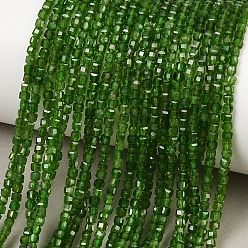 Диопсид Натуральный зеленый диопсид бисер нити, граненый стол, вырезанный куб, класс АА, 2~2.5x2~2.5x2 мм, отверстие : 0.5 мм, около 188 шт / нитка, 15.67'' (39.8 см)